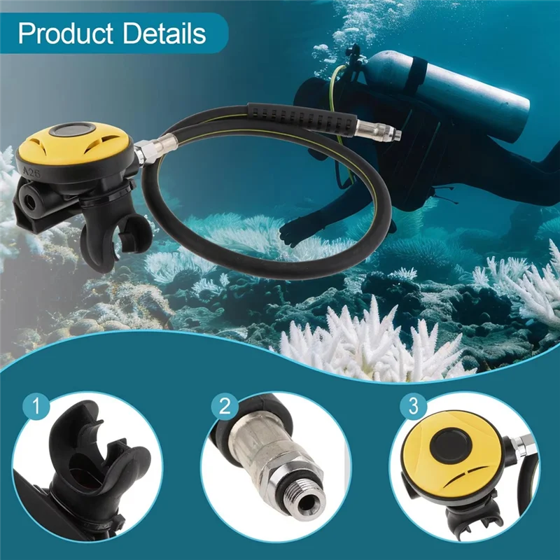 A26F-Scuba voor duiken Tweede fase regelaar met verstelbare ademslang voor duikaccessoires Snorkelduikerbenodigdheden