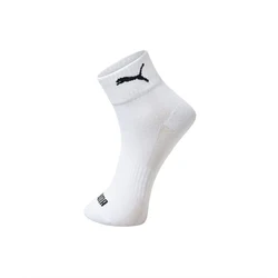 Original Puma Solid Color Logo Men's and Women's Socks Classic Casual Breathable Middle Barrel White Sports Socks 100002380-003