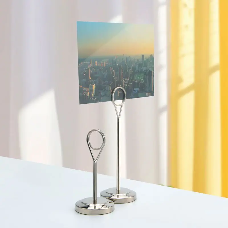 Porta menu da tavolo in acciaio inossidabile Tavolo con clip Porta ricette con numero di sedile riservato Porta carte per matrimoni per ristoranti