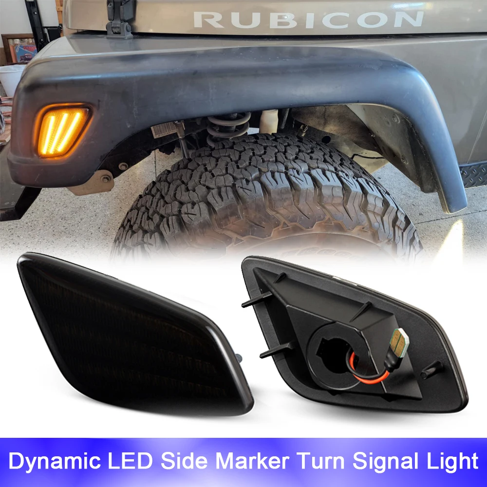 

Дымчатый светодиодный боковой габаритный фонарь на переднее крыло для Jeep Wrangler TJ 1997-2006 OEM # CH2550120 Повторная индикаторная лампа мигалки Янтарный