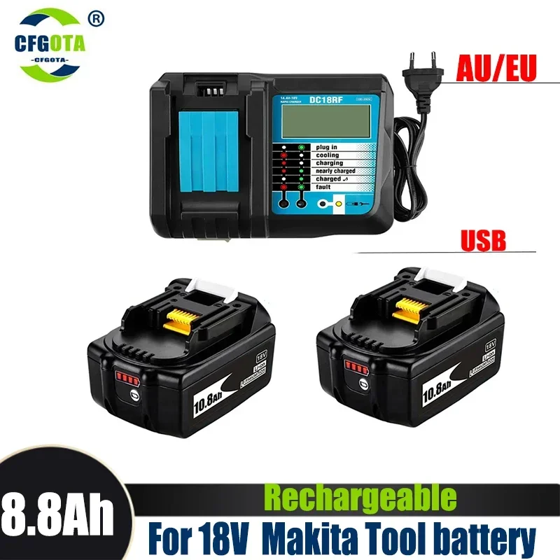 LED付き充電式電動工具バッテリー,リチウムイオン交換,18V,マキタバッテリー12000mAh,lxt,bl1860b,bl1860,bl1850,新品