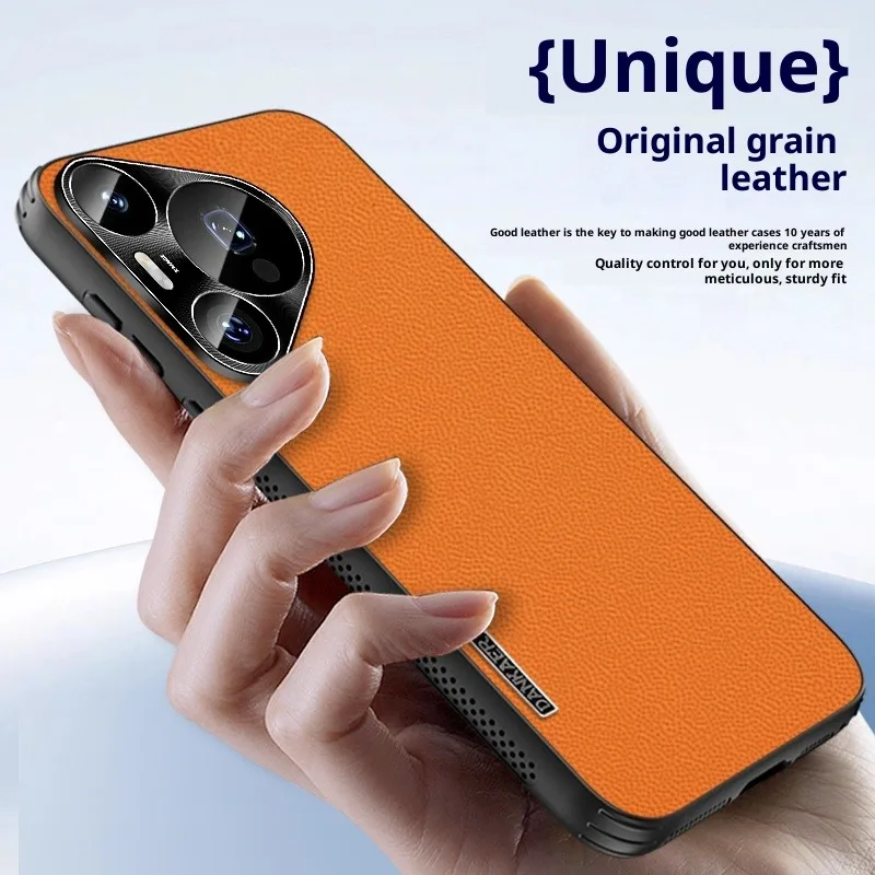 

DANKER Luxury Soft Edge Bumper Veneering Leather Case for Huawei Pura 70 Ultra P70 Pro P70 Pro Plus Metal Lens Protection Funda