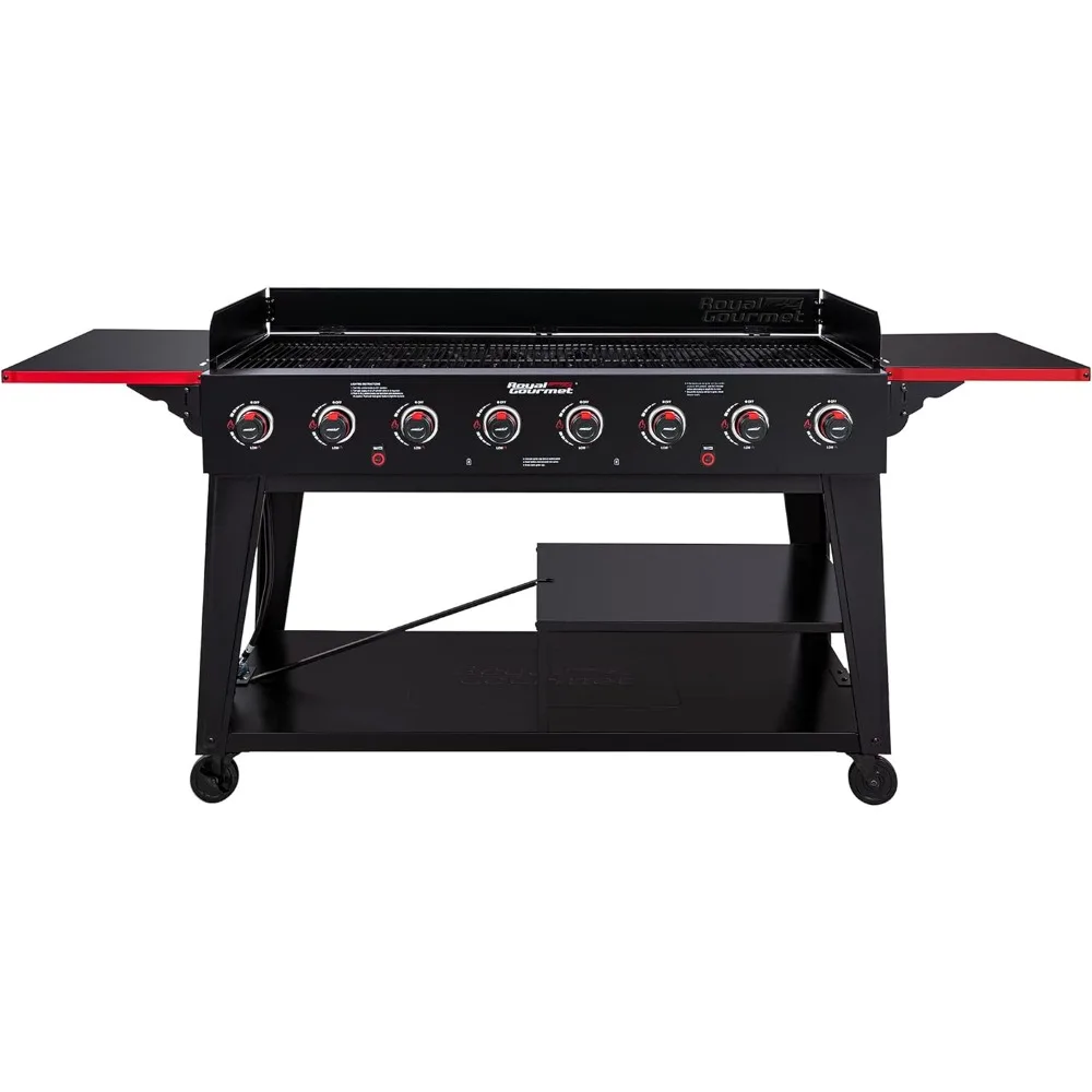 Royal Gourmet GB8003 8-Burner Gas Grill, 104,000 BTU Large Event Propane Grill, Independently Controlled Dual Systems, Outdoor