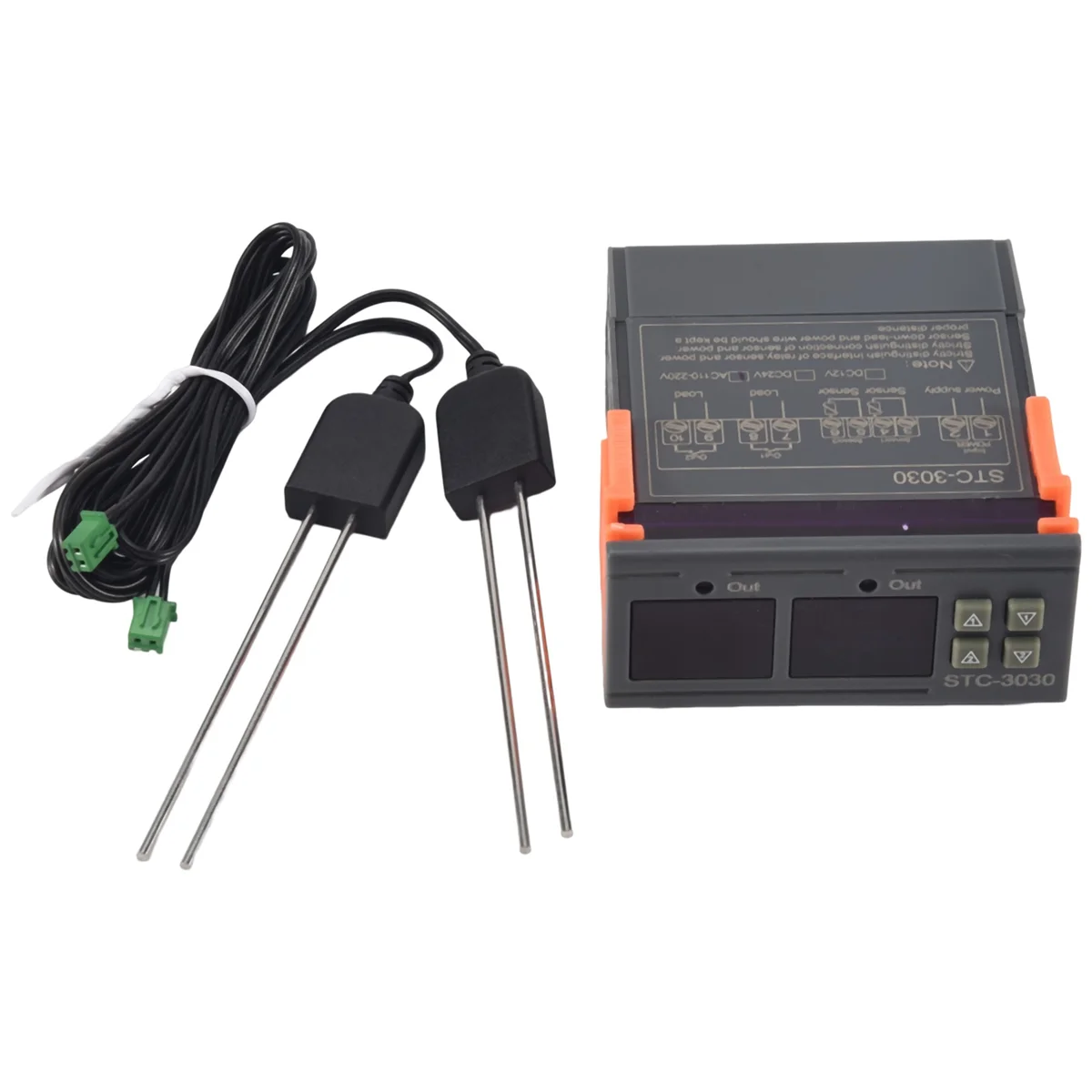 AC110-220V STC-3030 Dual Digital Soil Humidity Controller Hygrometer 2-Way Output Soil Moisture Sensor Probe Cable