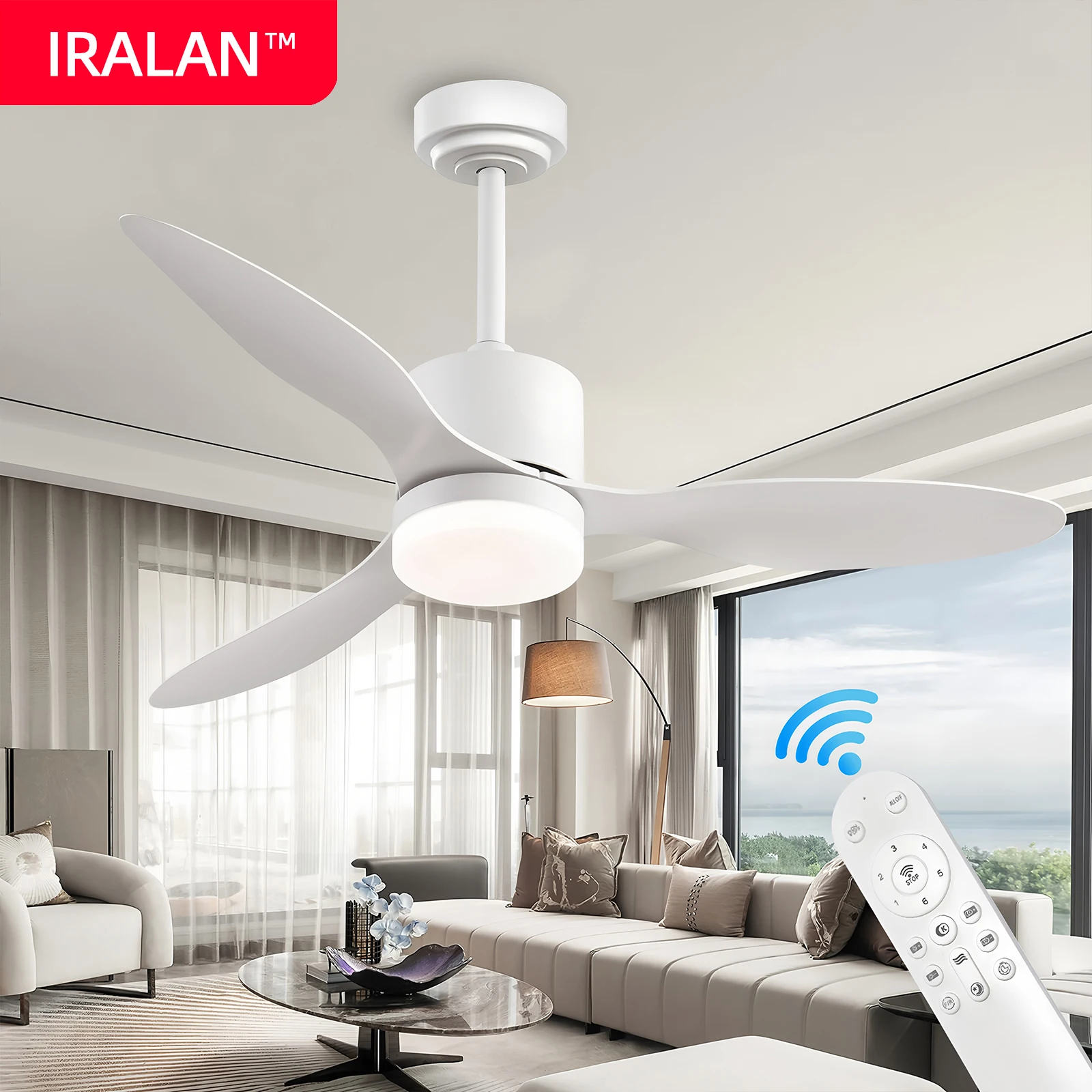 Household Ceiling Fan with LED Lighting Remote Control Dimming Smart Ceiling Light Fan Large Cooling Lobby Electric Fan