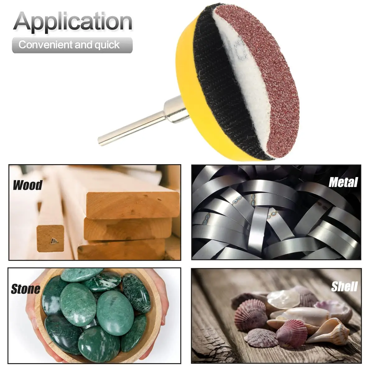2 Inch Hook and Loop Sandpaper 124 Pcs with 1/8" Shank Backer Plate for Wood Stone Lacquer Surface Mirror Surface Treatment