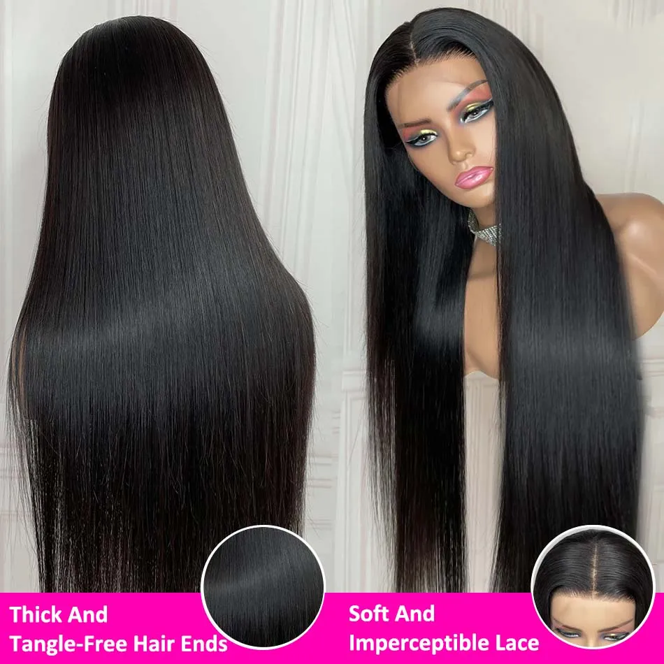 30 Inch Lace Front Wig Brazilian Bone Straight Human Hair Wig Transparent 13x4 Lace Frontal Human Hair Wigs For Women PrePlucked