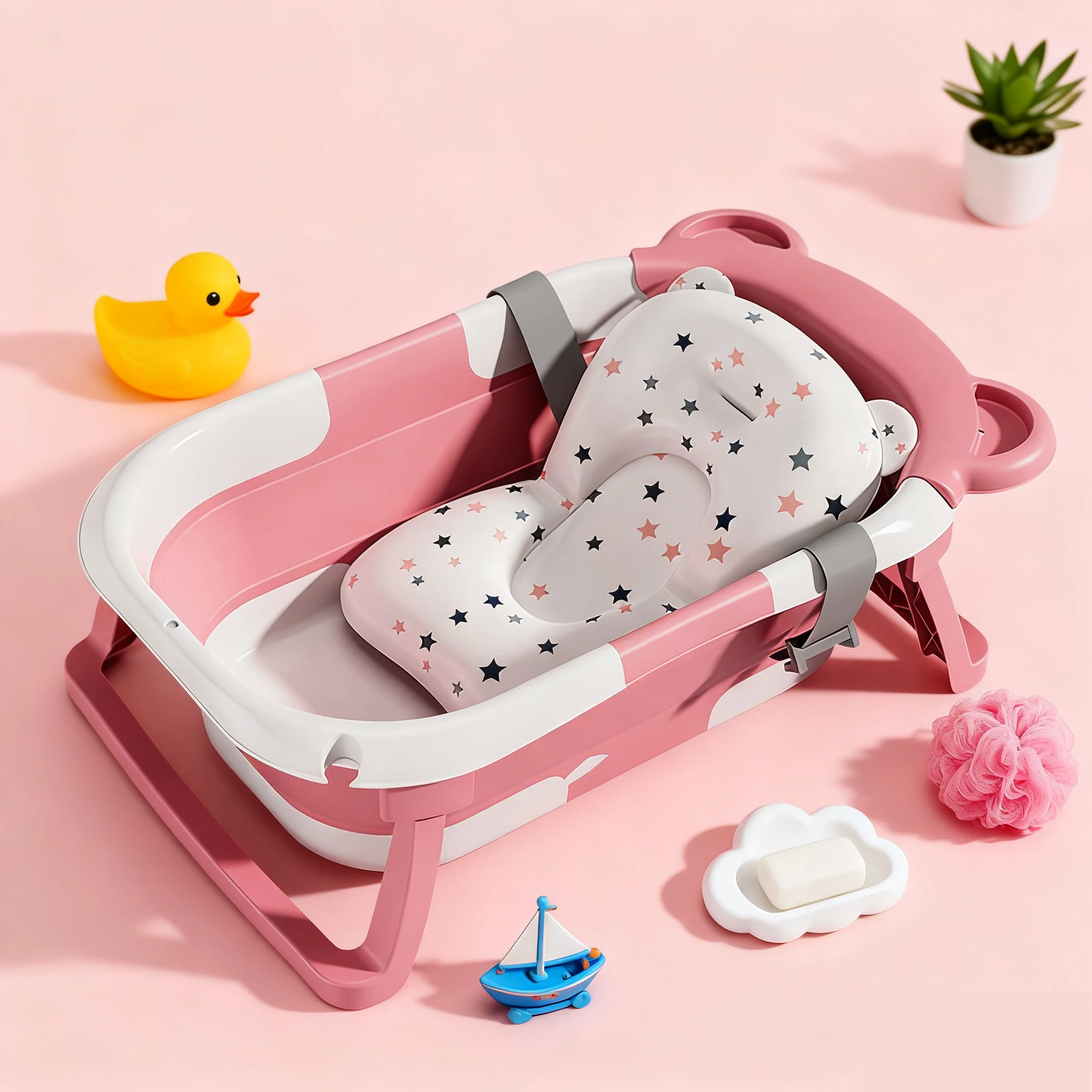 Baignoire pliable pour bébé, grande baignoire avec tapis de bain antidérapant, bain de voyage portab
