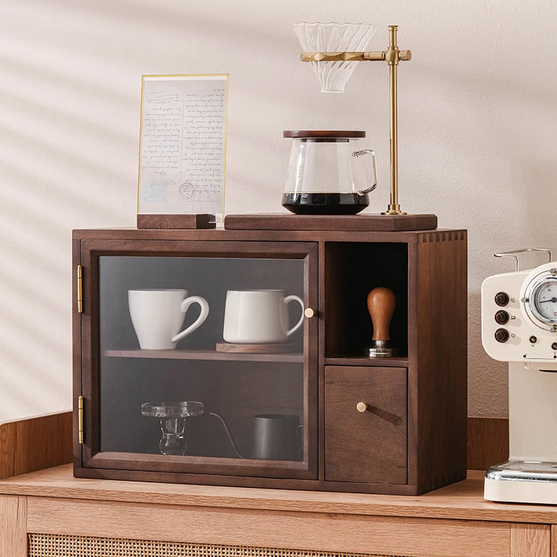 

Solid wood storage cabinet Glass display Antique jewelry Jewelry exhibition Home storage Small side desktop