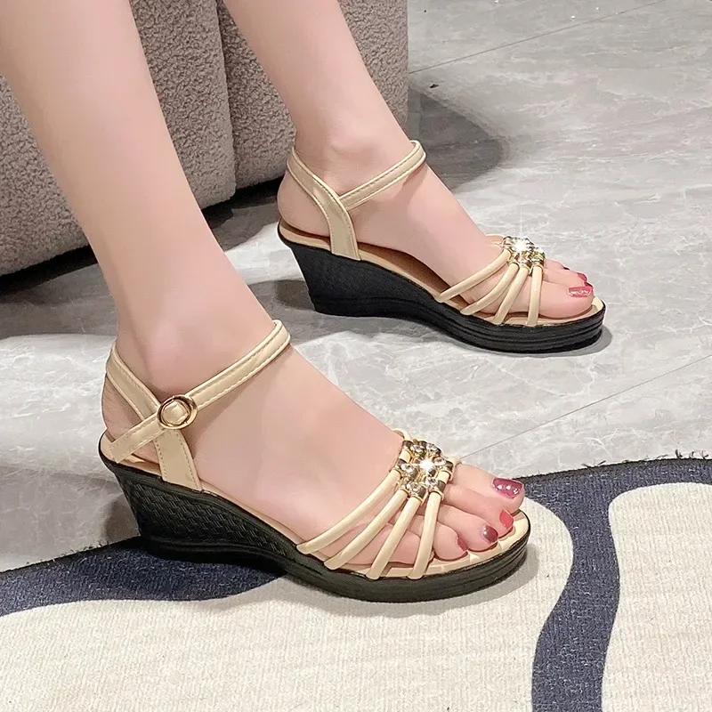 2024 Summer New Women SandalsFashion Outdoor Fish Mouth Shoes for Women Solid Gladiator Sandals Ladies Zapatos De Mujer