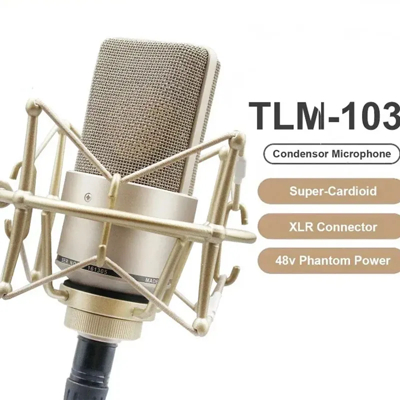 TLM-103 XLR Condenser Microphone Professional Cardioid Studio Mic for Recording Podcasting Voice Over Streaming Home Studio