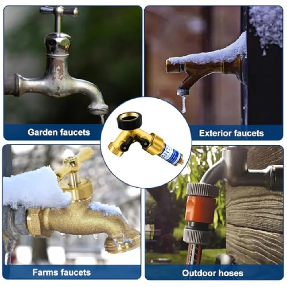 

Brass Outdoor Faucet Frostproof Valve Protector with 34 Inch Y Shaped Hose Splitter Suitable for 34 Inch Thread Faucets
