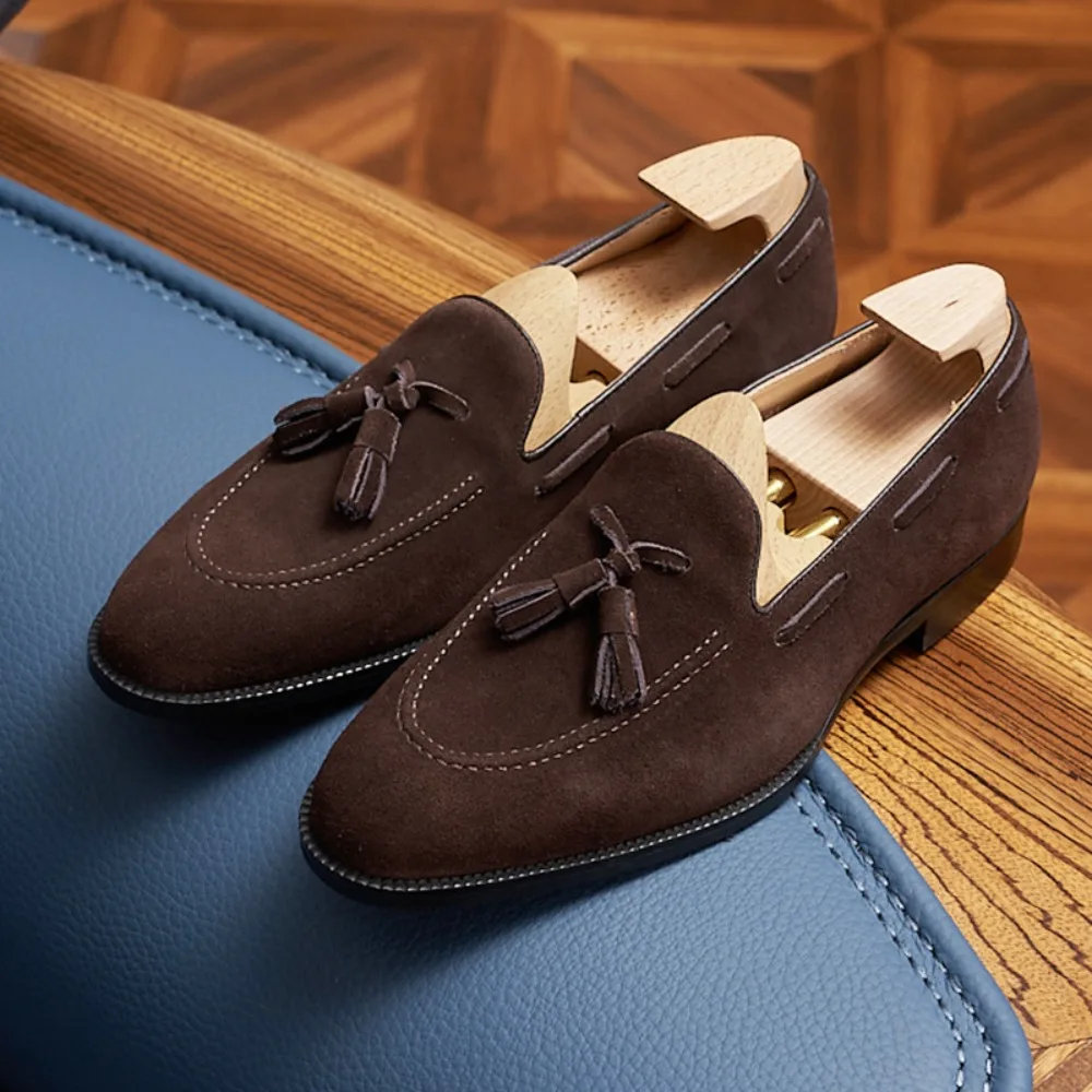 

Мужские лоферы из нубука. Классические летние комфортные, универсальные, классические повседневные слипоны. Мужская обувь, лоферы в стиле ретро.