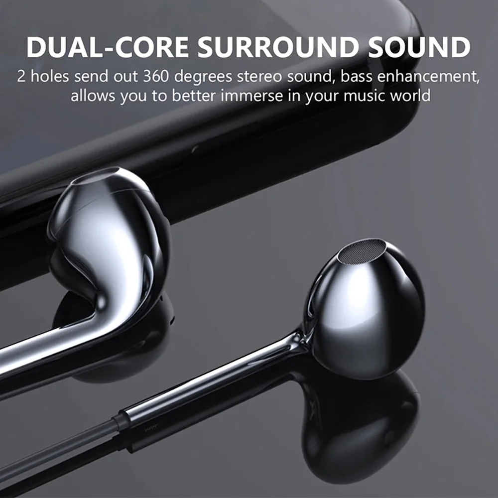 3.5mm Wired Headphones In Ear Headset Wired Game Earphones with Microphone Bass Stereo Earbuds Sports In-line Control For Phones