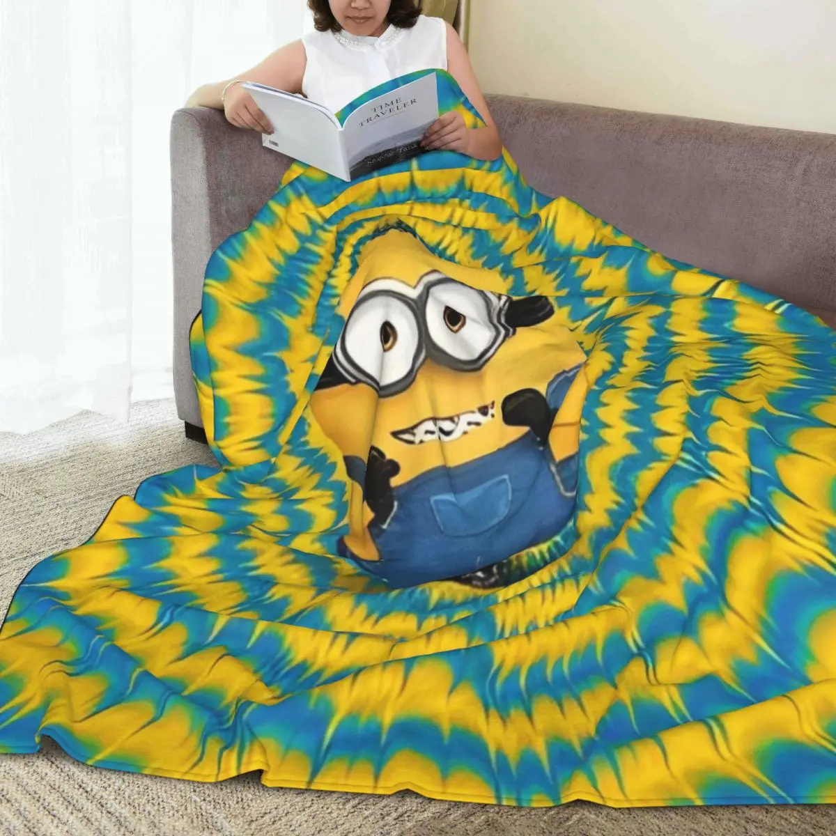 Minions Blanket Warm Soft Funny Plush Throw Blanket For Living Room Airplane Travel Flannel Bedspread Bed Cover