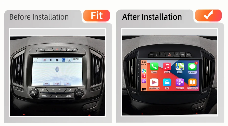 AWESAFE 9' Android Radio für Opel Insignia 2013-2017, kabelloses CarPlay & Android Auto, GPS-Navigation, Multimedia-Unterstützung, Lenkradsteuerung, Subwoofer-Verstärker, Rückfahrkamera mit CAN-BUS Plug-and-Play, DAB+ Digital Autoradio 2 DIN Autoradio Stereo RDS DSP – Detail 2