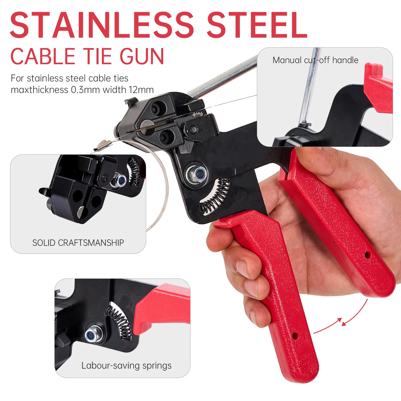 

Щипцы для кабельных стяжек из нержавеющей стали, самоблокирующийся зажим, пресс-подборщик, удобный комплект, автоматический пистолет для стяжек кабеля