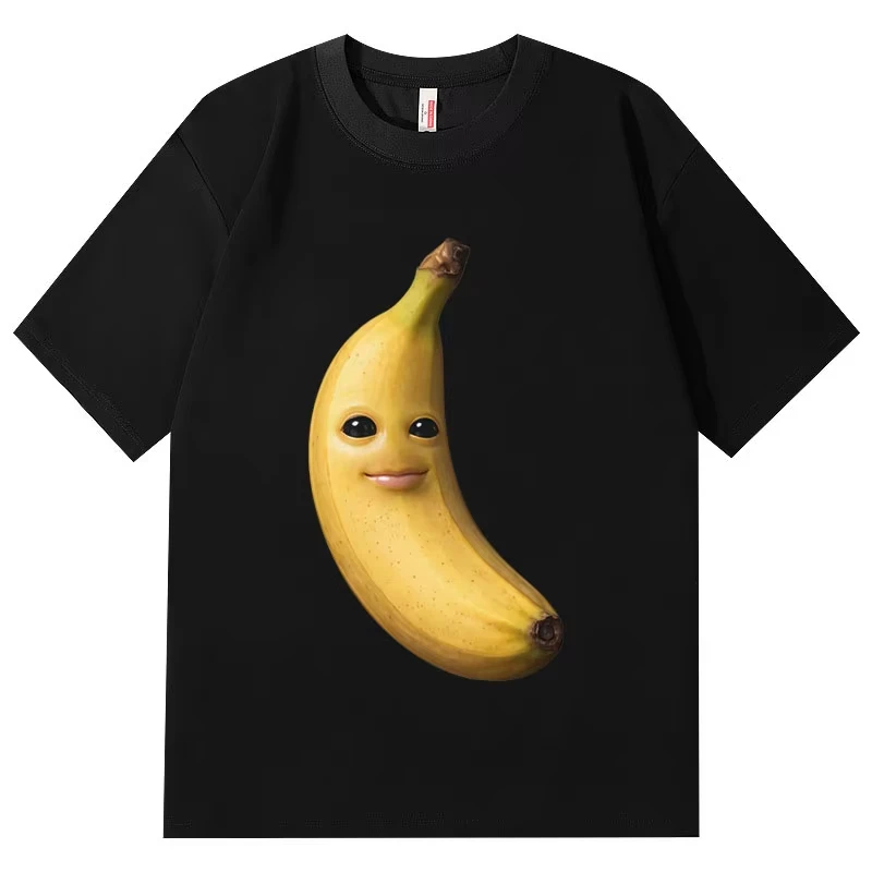 Funny Banana Face Pattern T-shirt Women's Fashion Trend Short Sleeve T-shirt Summer Casual T-shirt