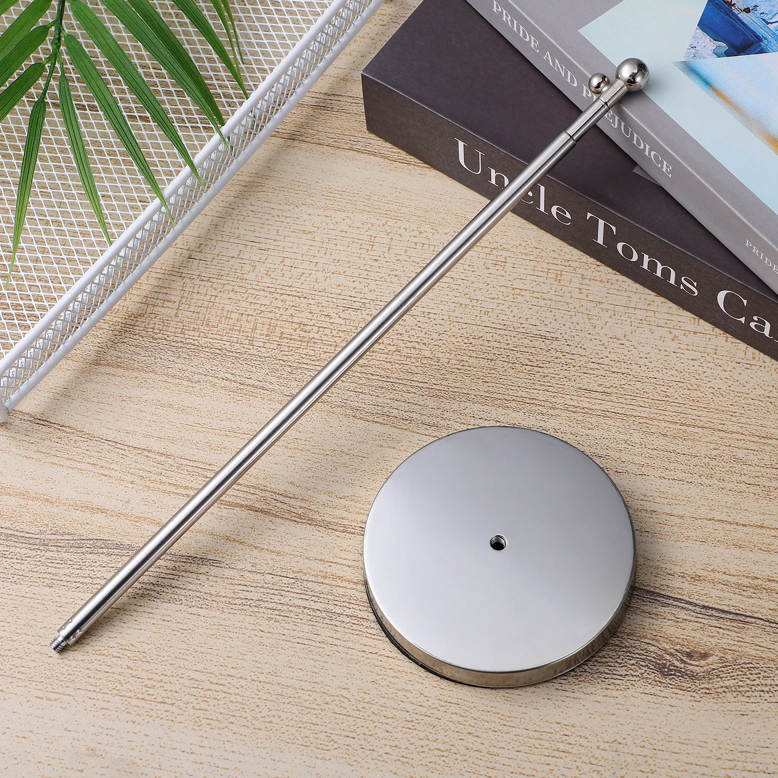 10.8 Inch Flag Pole with Stand Telescopic Design Stainless Steel Flag Holder for Desk Decoration Party Use Office Accessory