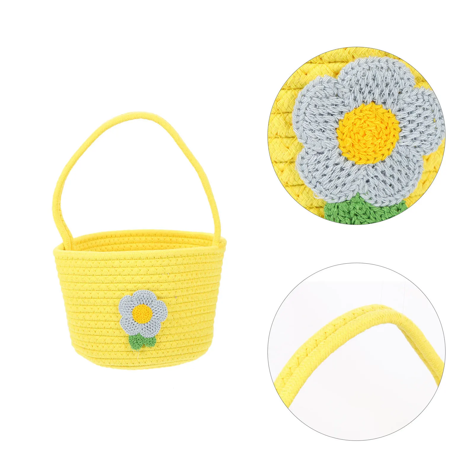 

1pc Handheld Fruit For Portable Outdoor Picnic Woven Storage Basket Snack Organizer Travel Rope Basket