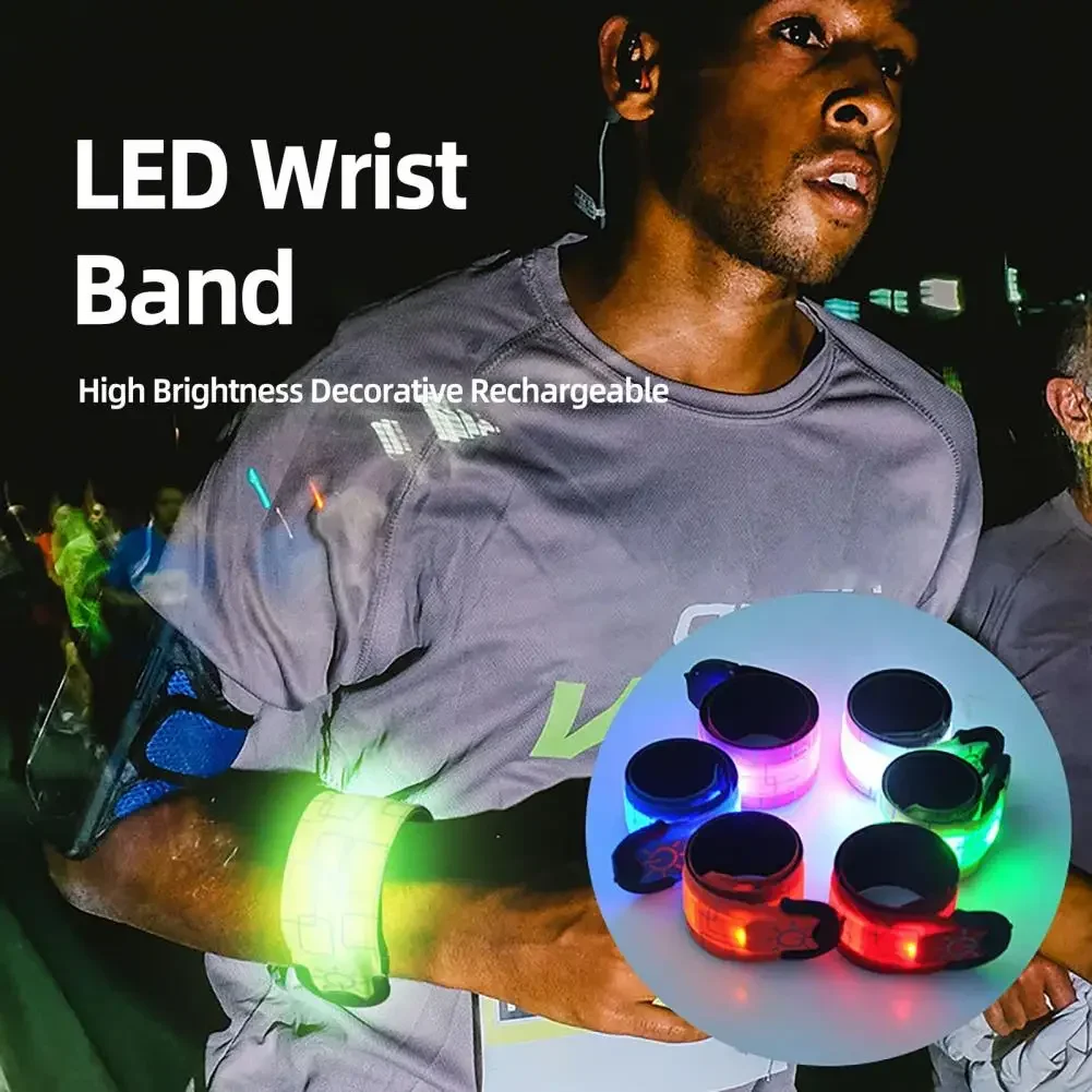 

LED Wrist Band High Brightness Decorative Rechargeable LED Slap Glowing Night Running Armband Bracelet for Outdoor