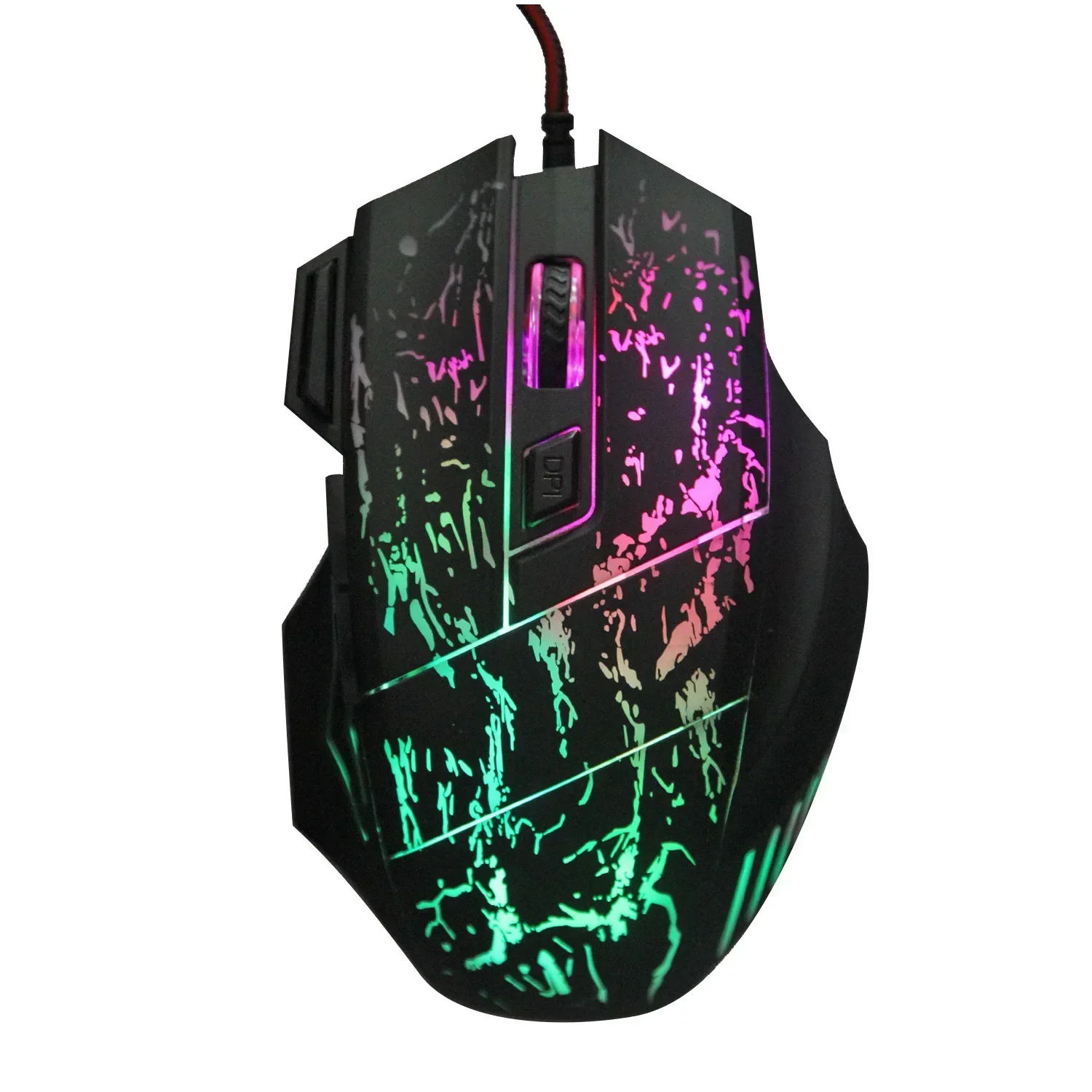 For Laptop Computer Gaming Mouse With Streaming Crack Colorful Light USB Port Wired Game Mouse 7 Button 3200DPI Adjustable