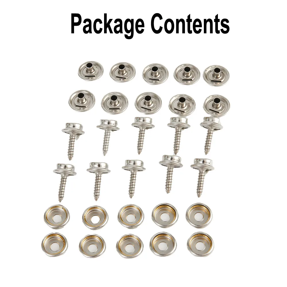 30 Pcs Snap Fastener Stainless Canvas Capos Screw Kit Tent Marine Boat Canvas Cover Tools Sockets Buttons Car Canopy Accessories