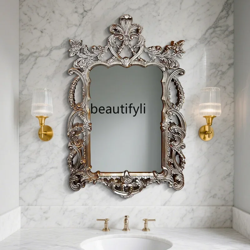 

A55 French American retro oil painting frame decoration mirror frame decoration shooting mirror decoration