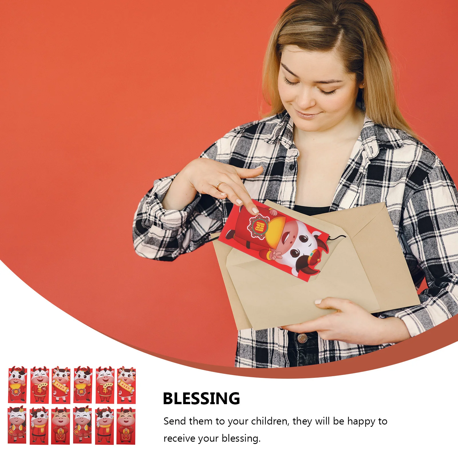 

36pcs Chinese New Year Red Envelopes Money Packets Gift Bags For Kids Festival Lucky Money Thick Red Cardboard Hd Printed Sealed