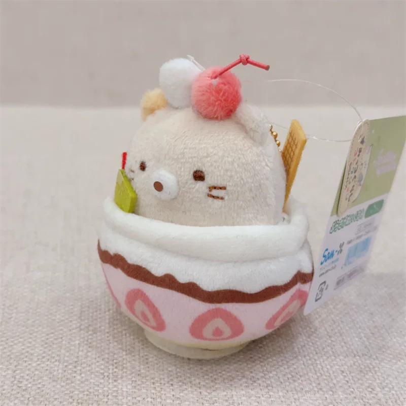 Sumikko Gurashi Neko Cat Plush Keychain Fruit Desserts Parfait Cup Kawaii Cute Bag Keychains Keyring Charms Girls Gift