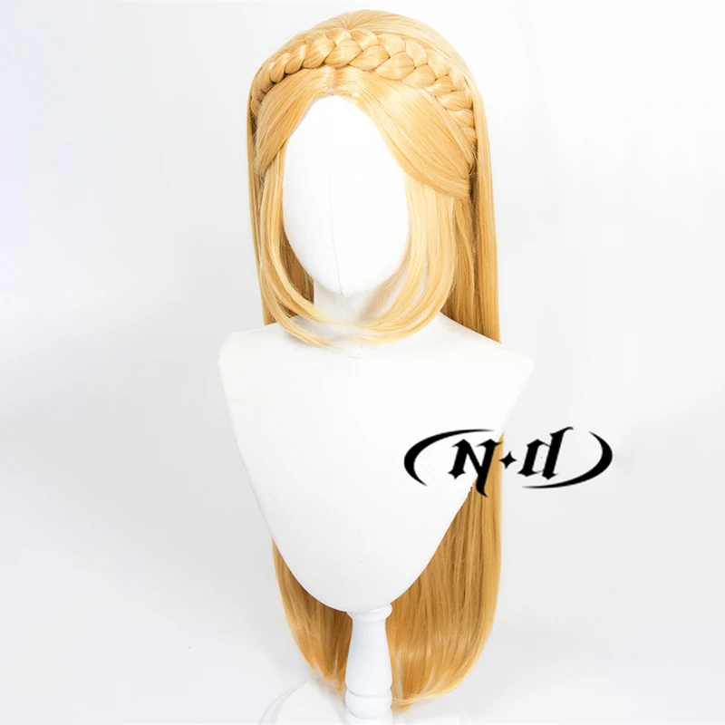 ND Gioco Parrucche per capelli Cosplay Principessa Zelda Parrucche Cosplay Parrucchino lungo per Comic Con Coser Costume Festa a tema Resistente al calore