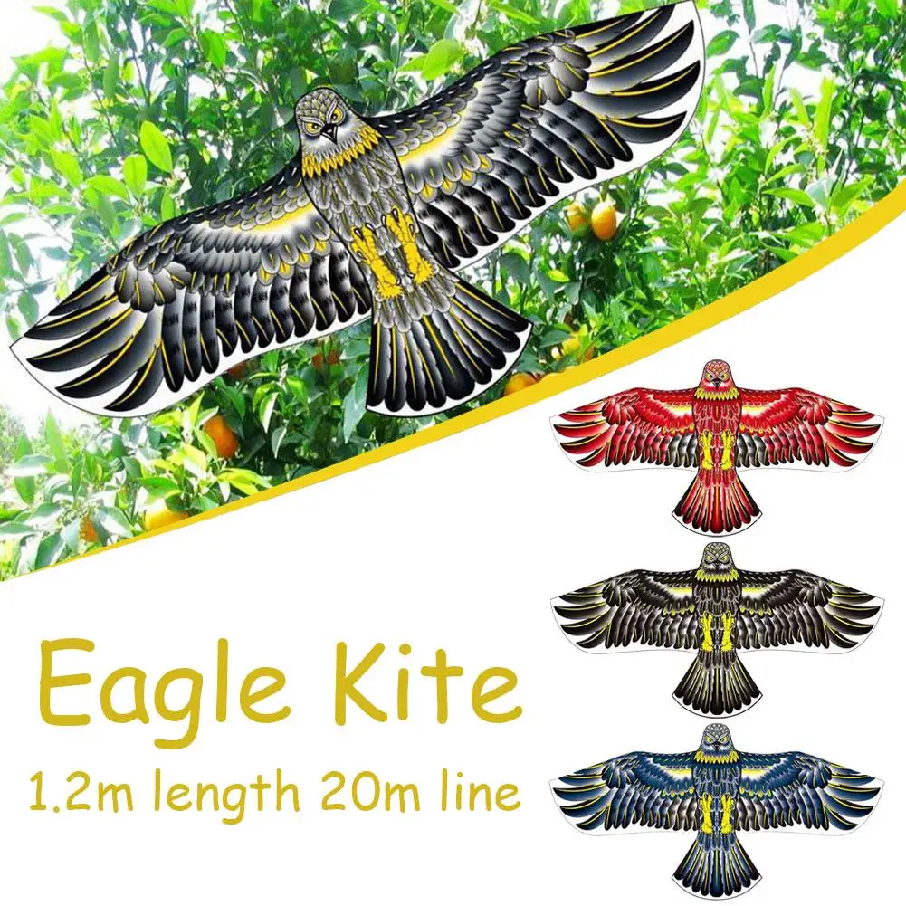 Gioco per uccelli cinesi Golden Eagle Eagle Kite Field Scares Bird 20m Linea impermeabile e grandi uccelli Bambini che volano Kit antipioggia J4z1