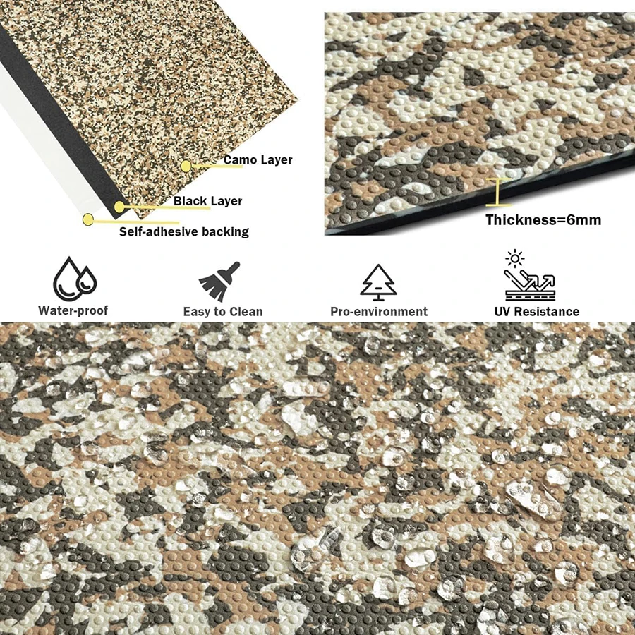 2400X450X5mm EVA Foam Boat Flooring Teak Deck Sheet Accessories for Fishing Kayak Surf Board Traction Pad Anti-slip Camouflage P