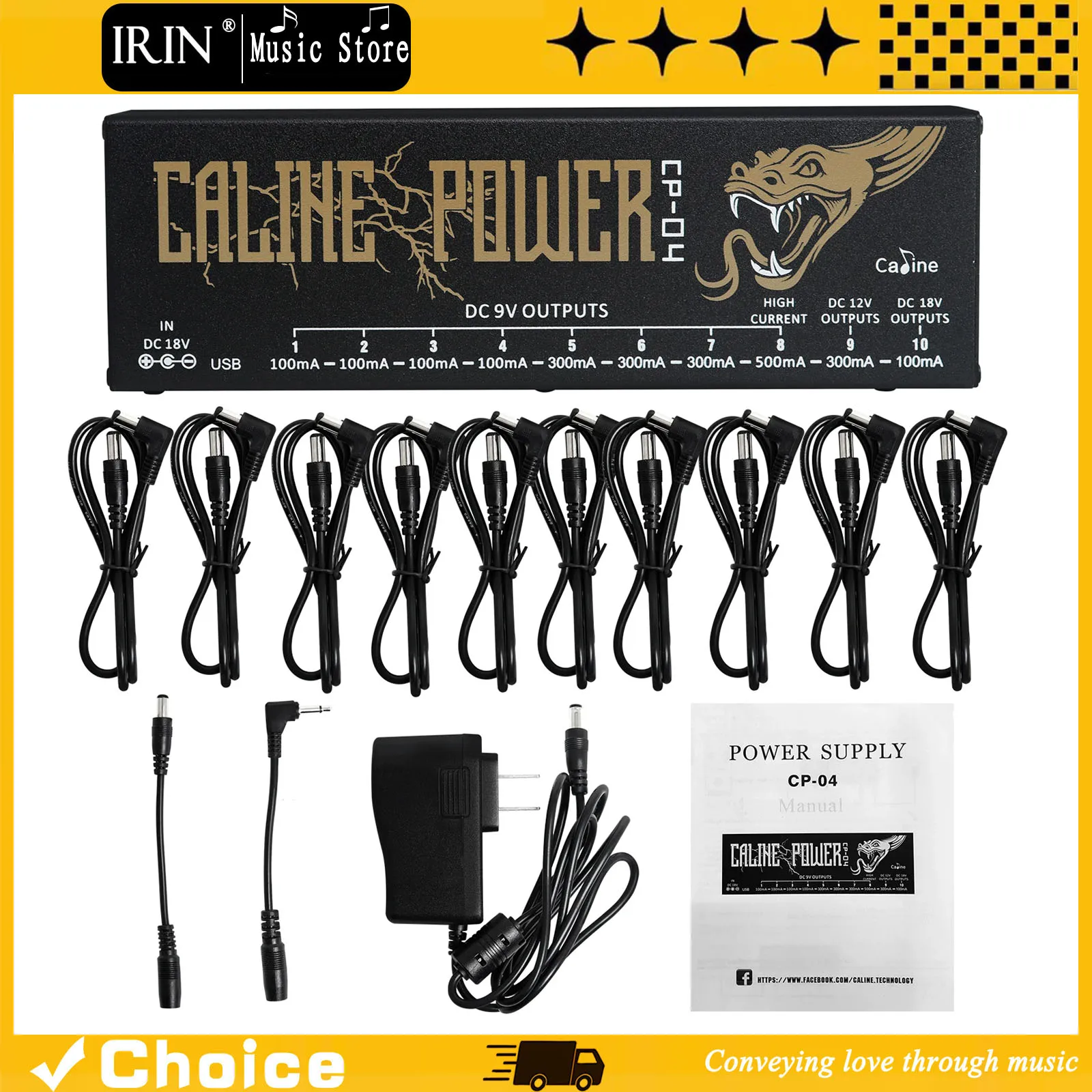 

Caline Guitar Effect Power Supply Metal Circuit Board 10 Isolated Output For 18V Effect Pedal Guitar Parts Accessories