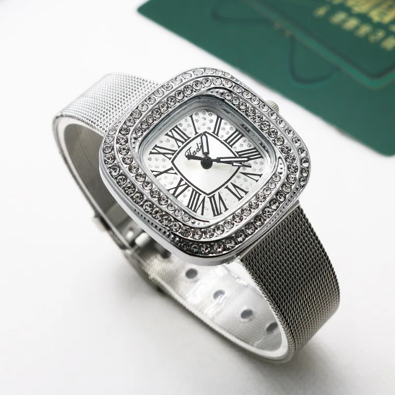 

Роскошные женские квадратные римские кварцевые часы Full Star, стильные деловые женские деловые часы из нержавеющей стали, подарочные наручные часы