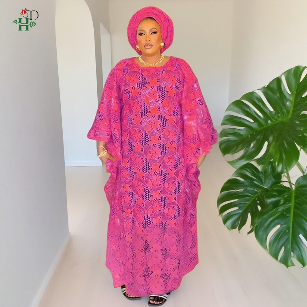 Elegant African Dress For Women Muslim Fashion Boubou Abaya Robe Dashiki Ankara 2PCS Lace Outfits Evening Gown Kaftan Maxi Dress
