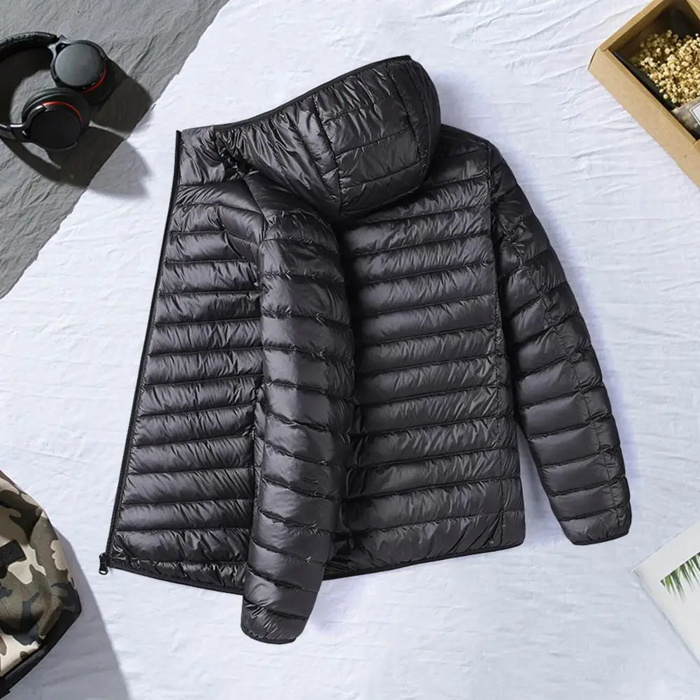 

Men Winter Jacket Warm Solid Color Coat Men's Winter Cotton Coat with Hood Pockets Lightweight Cold Weather Outerwear for Men