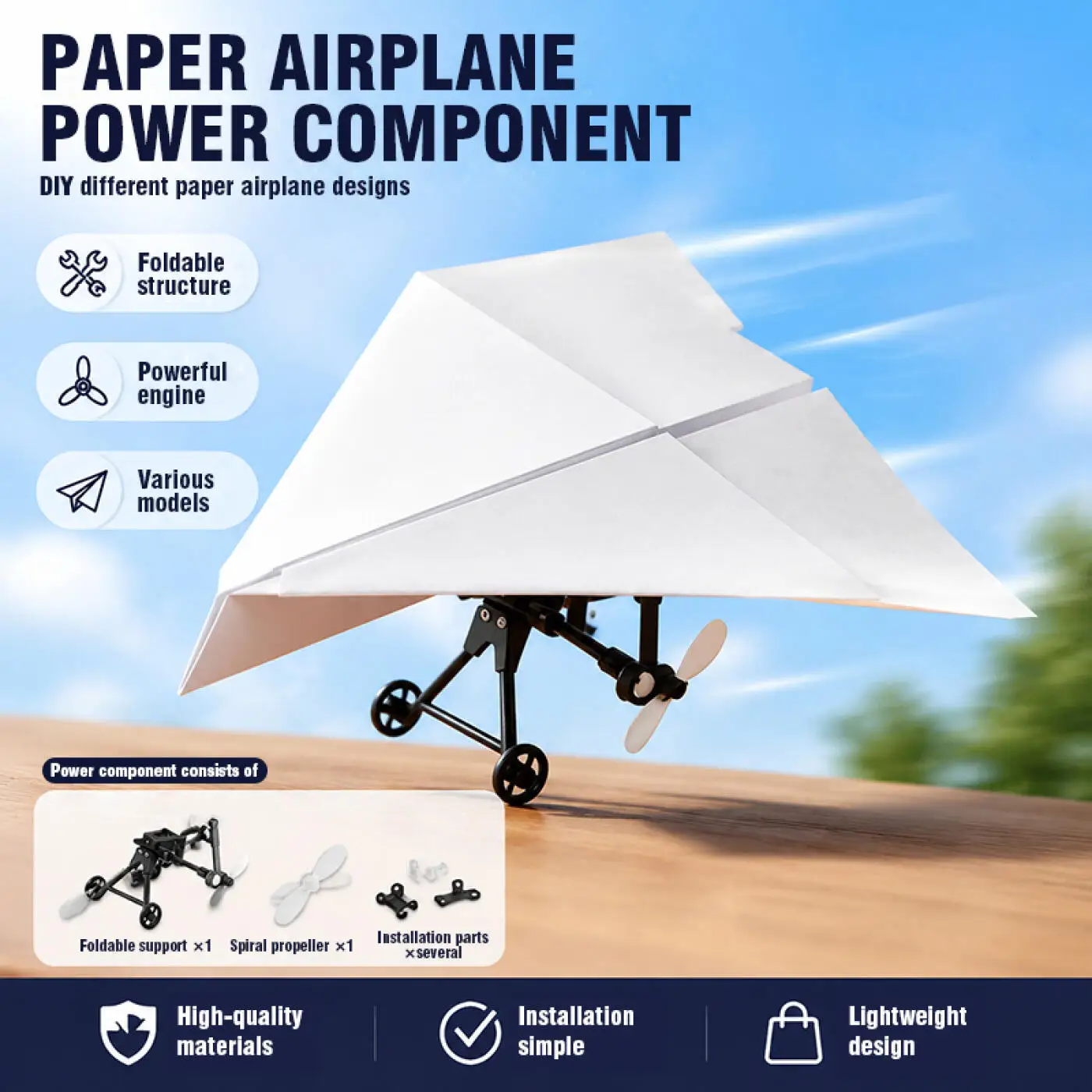 DIY RC Paper Airplane Kit With Gyro Stabilizer Electric Remote Control Plane With Dual Propellers Lightweight Flying Wing Drone