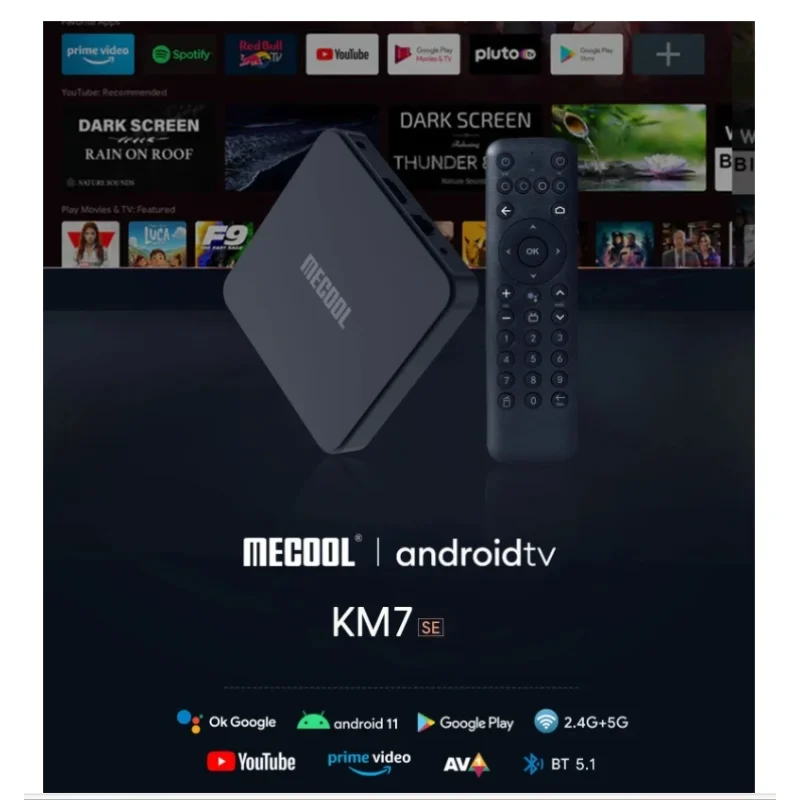 [Genuine]MECOOL KM7 SE 2GB 32GB Android11 4K TV BOX Amlogic AV1 Google Certified Voice Control Global Version Super media player