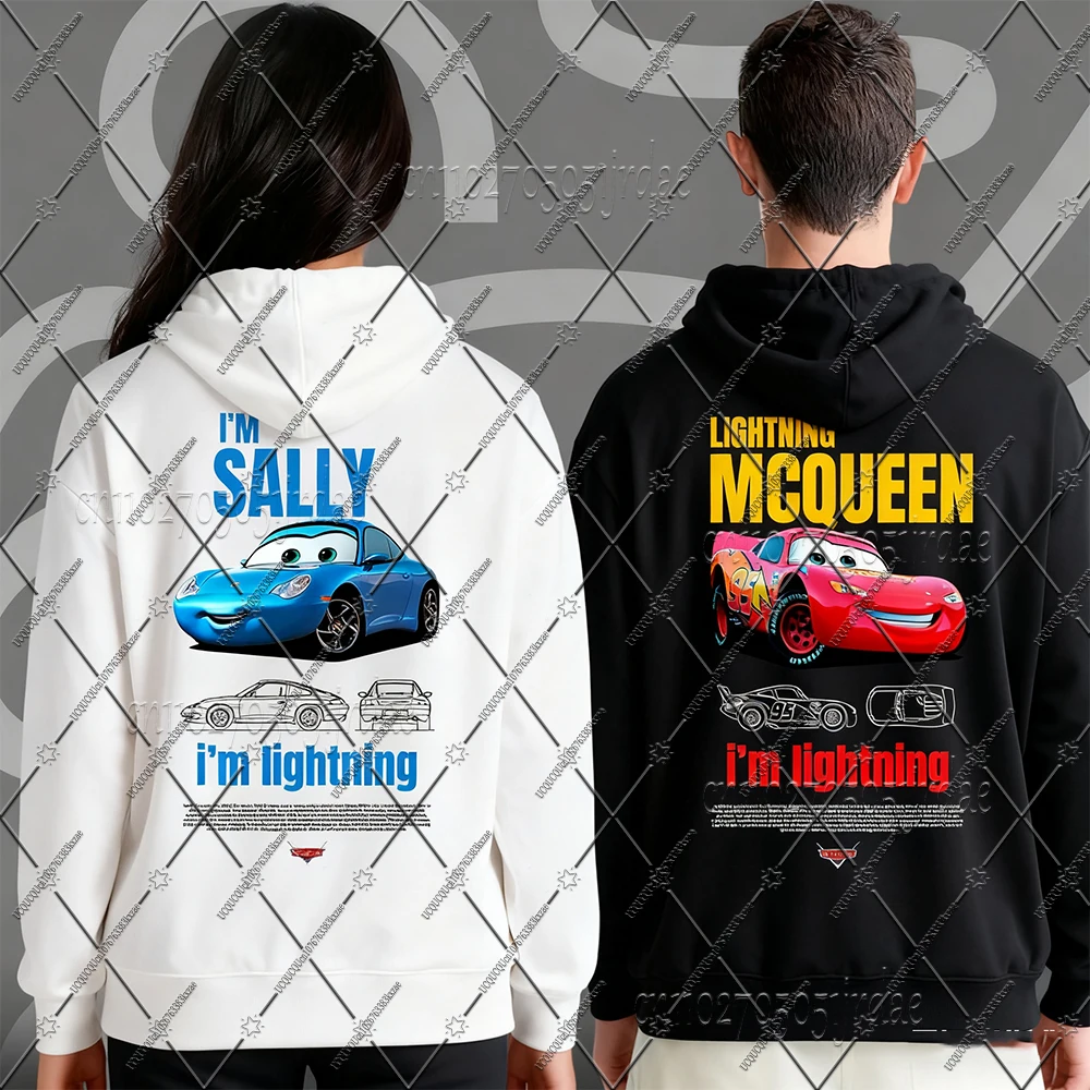 The Lightning McQueen & Sally – sweat à capuche pour Couple, surdimensionné, en coton, à manches longues, Y2K, haut de rue, automne hiver