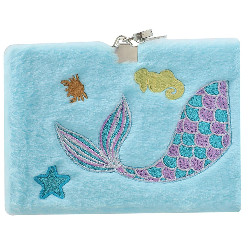 Imagem -06 - Plush Locked Notebook para Meninas Mermaid Tail Diary Cadernos Bloqueáveis para Tirar a Capa das Almofadas Cartoon Notepad