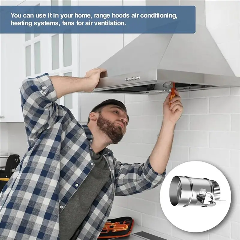 A01F-2Pcs 4Inch HVAC Duct Manual Volume Damper With Sleeve Galvanized Adjustable Air Flow Duct Hvacair Balance For HVAC