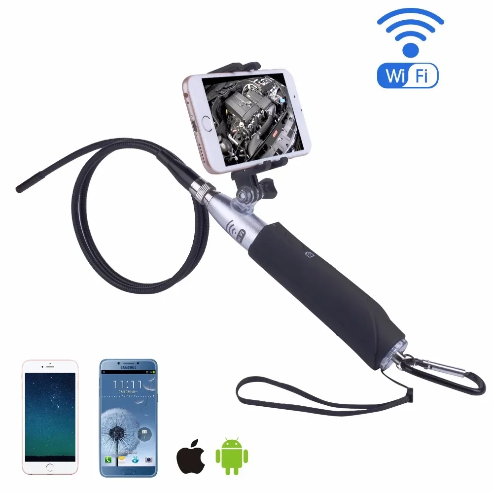 Wifi Endoscope Camera 8mm for iphone Android Borescope Waterproof Tube Inspection Endoscope camera with Mobile phone holder
