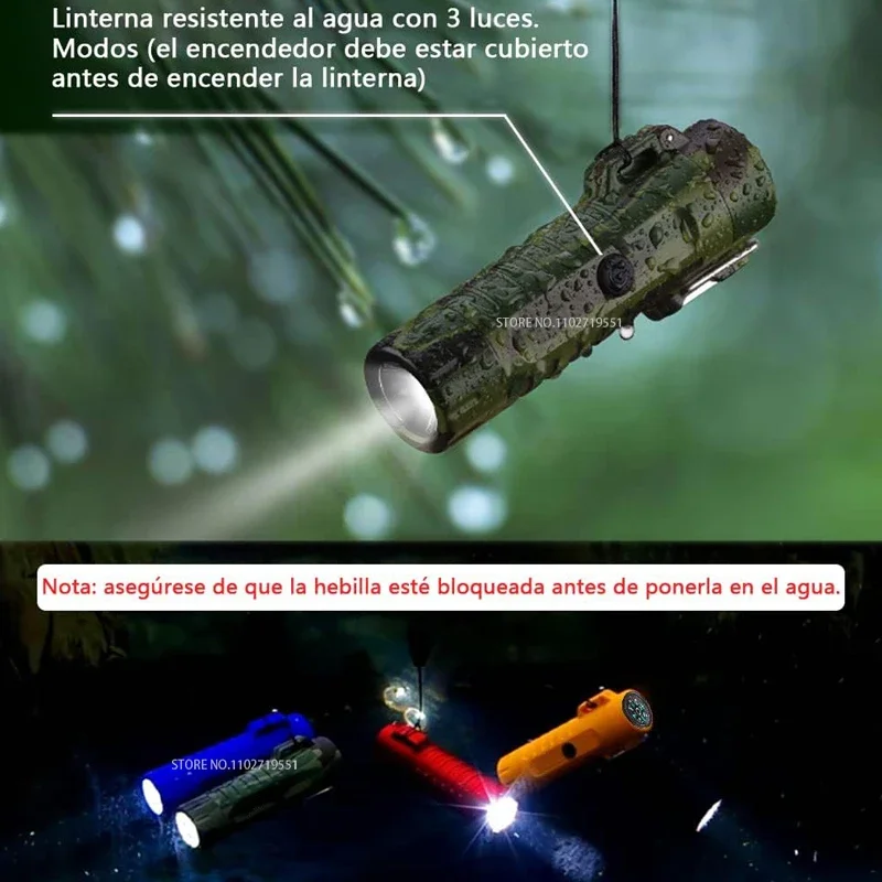 ولاعة بلازما مزدوجة القوس قابلة لإعادة الشحن عبر USB ولاعة مصباح يدوي خارجي مع بوصلة لمجموعة الحبال في حالات الطوارئ والمغامرة والبقاء على قيد الحياة #5