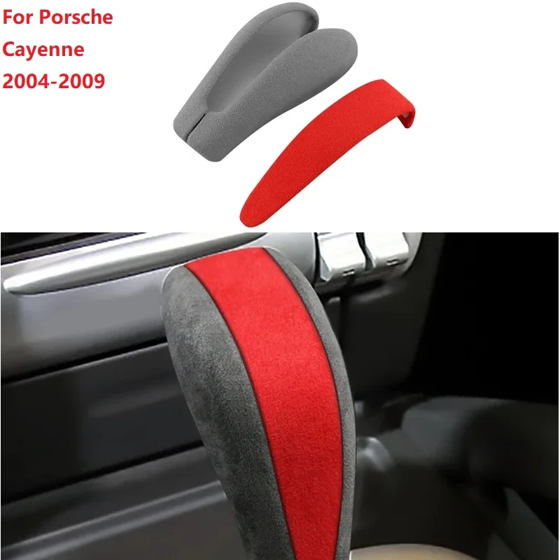 

Leather Cow Genuine Suede Gear Shift Knob Cover For Porsche Cayenne 2004-2009 Car Accessories Protector Case Frame Decoration