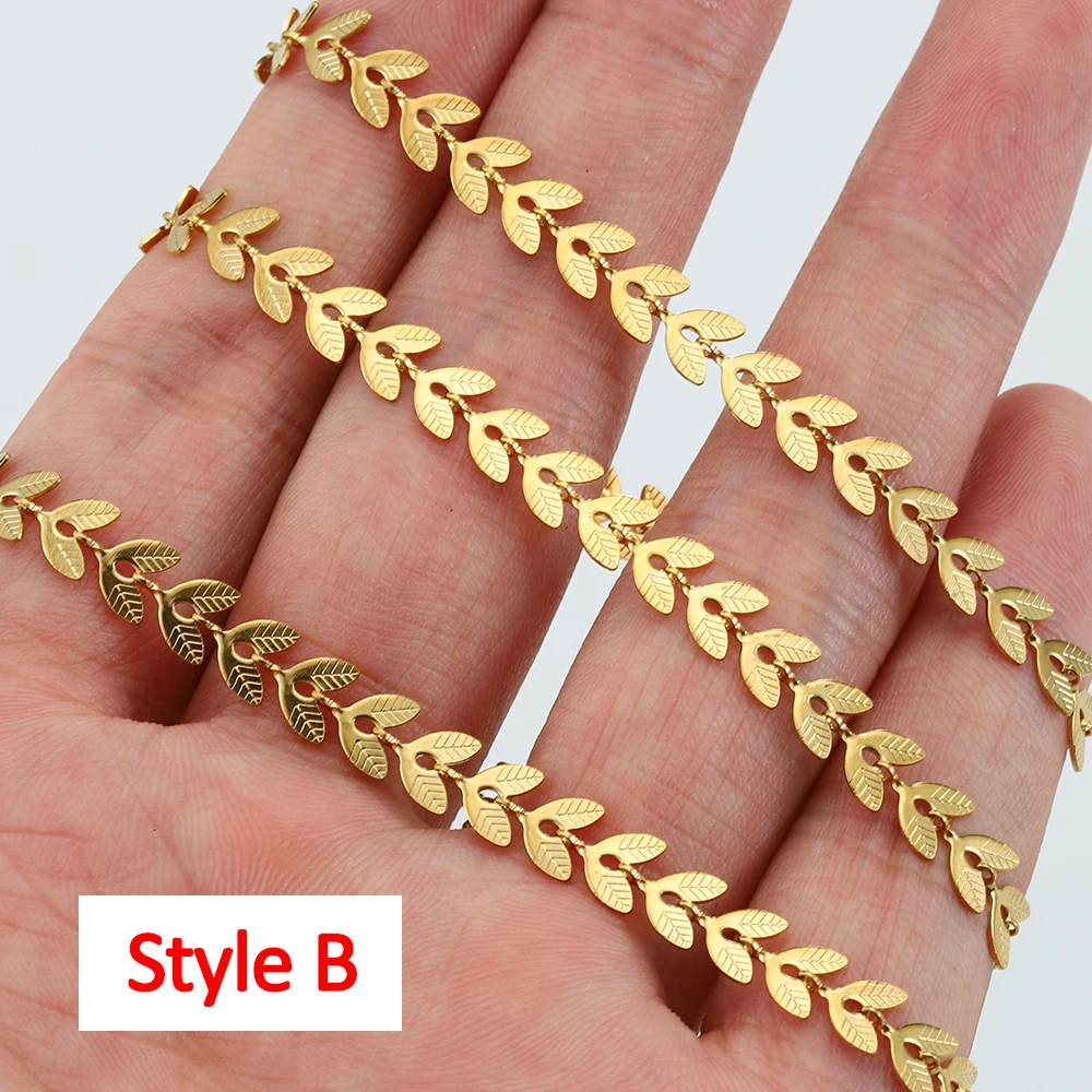 Image 5: Chaînes en acier inoxydable de 2 mètres/1 mètre, ne se décolore pas, couleur or, feuilles d'avion, pour la fabrication de bijoux, fournitures de bracelets et de colliers à faire soi-même