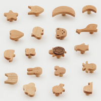 Solid Wood Handle No Punching Log Color Bedside Table Cartoon Drawer Nordic Modern Children's Room Beech Wardrobe Handle