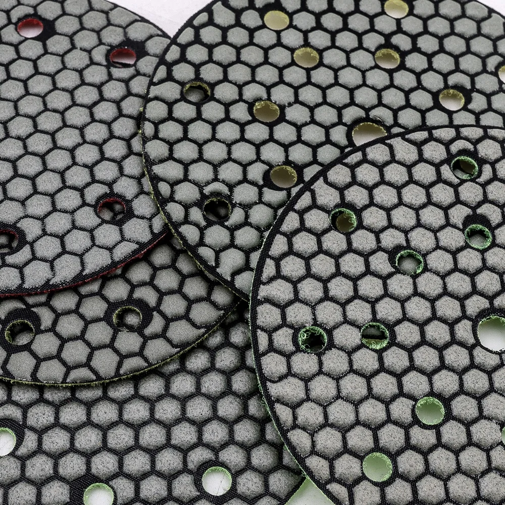 6inch/150mm Dry Flexible Resin Diamond Polishing Pads Grinding Pad With Multi Holes Polishing Disc For Granite Marble Quartz