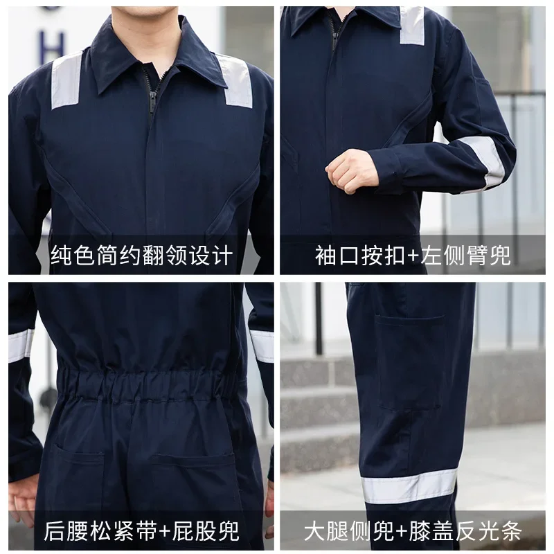 Cotton One-Piece Overalls Suit Reflective Wear-Resistant And Dirt-Resistant Factory Welder Machine Repair Labor Protection Suit