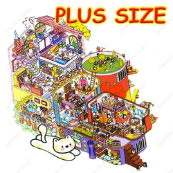 Plus Size Great Forest Ship Rabbit and Penguin 3D Landscape Sticker Cabin Scene DIY Sticker Festival Birthday Gift for Kid Child